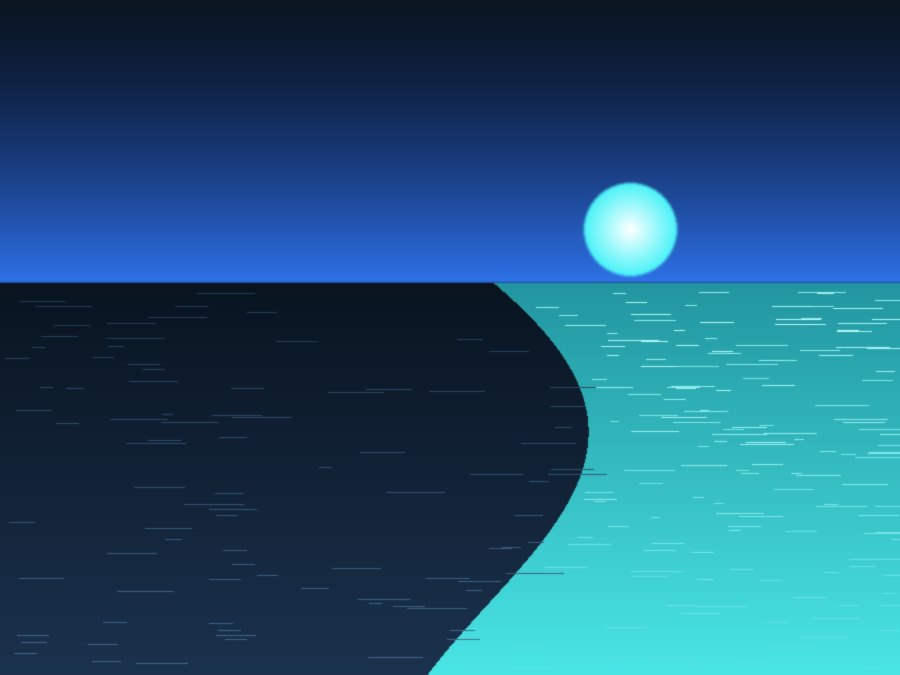 Ilustração do encontro das águas em tons de azul e ciano, gerada como exemplo